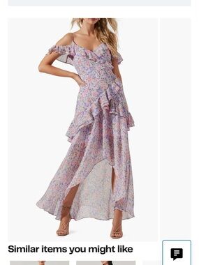 Astr the label Pemberly Floral Cold Shoulder Ruffle High-Low Dress medium